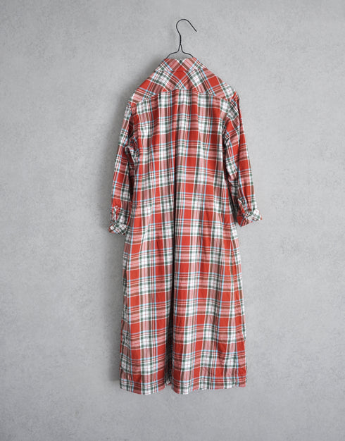 ツイルタータンのシャツワンピース